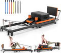 Pilates Reformer, Foldable Pilates Machine with Jump Board & Pilates Box (4 Springs & 5 Resistance Cords) for Home Gym Workout, Pilates Equipment Kit for Beginners & Advanced Users, Up to 500 LBS