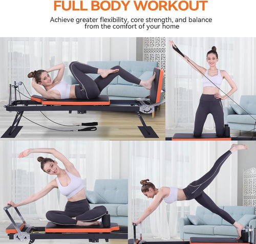Pilates Reformer, Foldable Pilates Machine (with Jumpboard) for Home Gym Workout, for Beginners & Advanced Users
