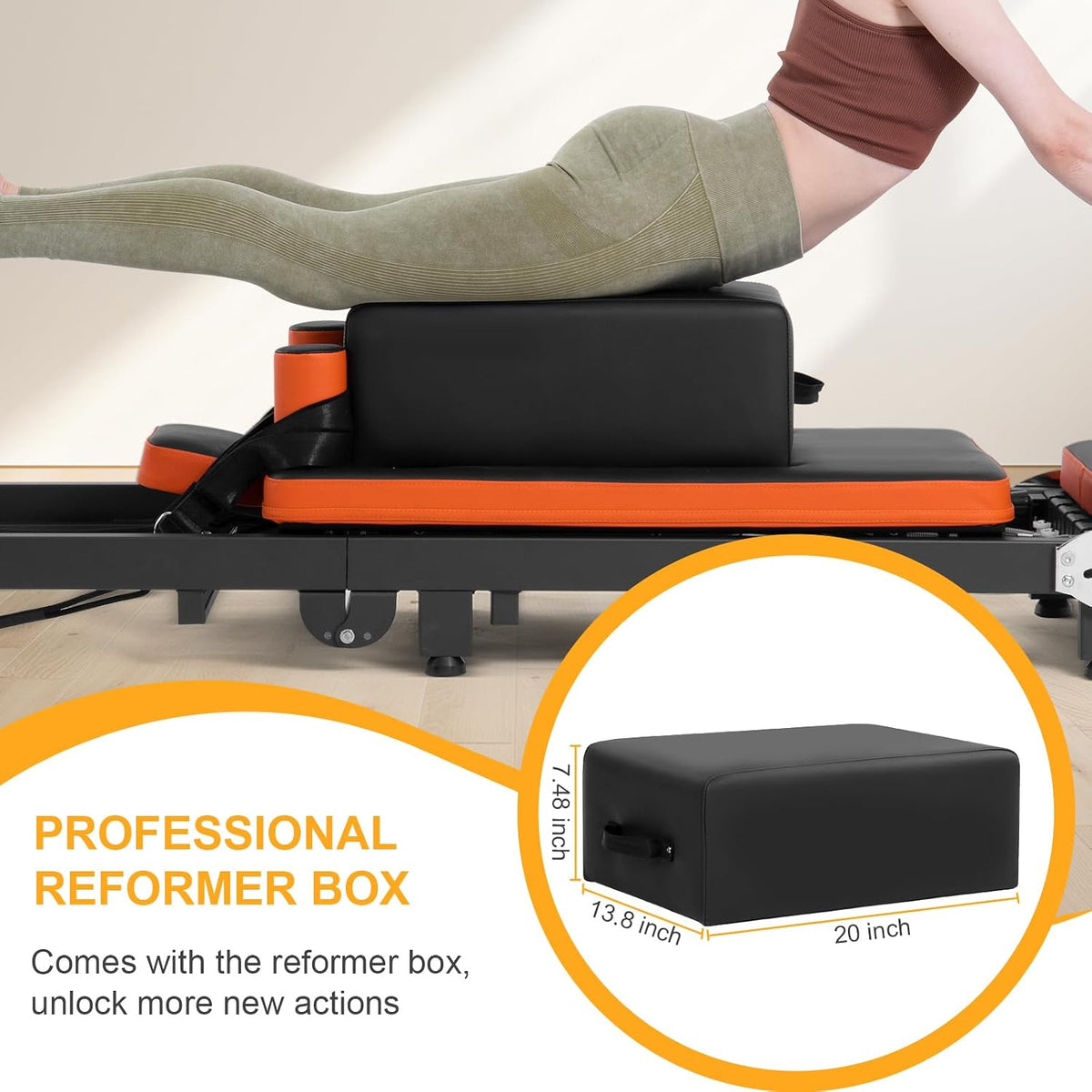 Pilates Reformer, Foldable Pilates Machine with Jump Board & Pilates Box (4 Springs & 5 Resistance Cords) for Home Gym Workout, Pilates Equipment Kit for Beginners & Advanced Users, Up to 500 LBS