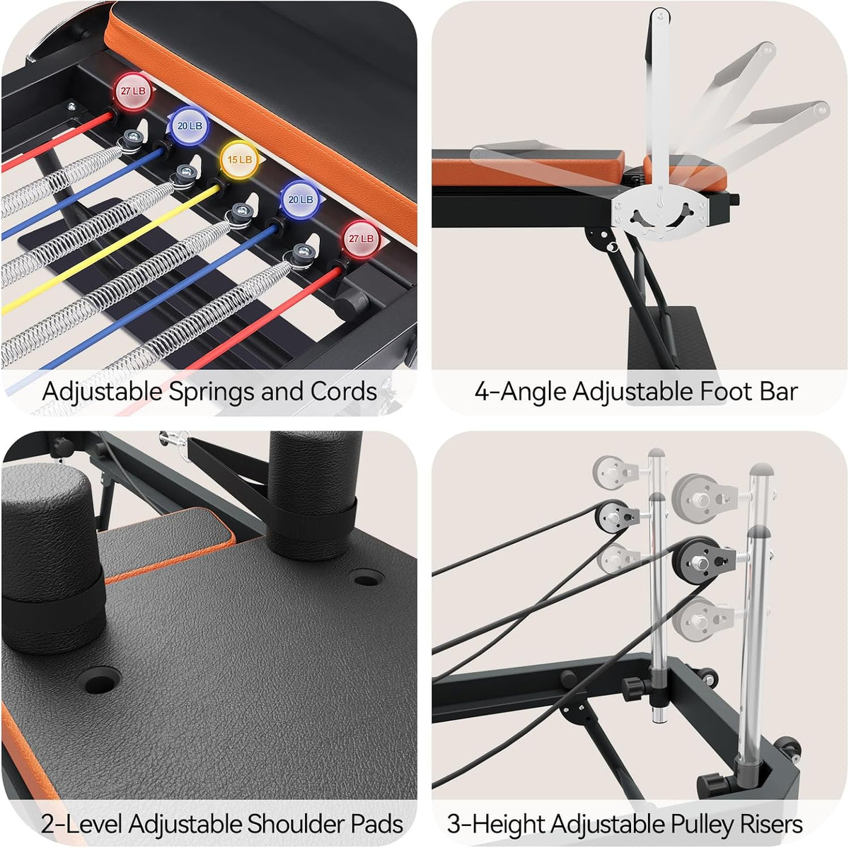 Pilates Reformer, Foldable Pilates Machine (with Jumpboard) for Home Gym Workout, for Beginners & Advanced Users