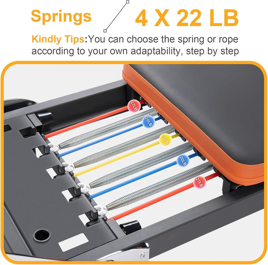 Pilates Reformer, Foldable Pilates Machine with Jump Board & Pilates Box (4 Springs & 5 Resistance Cords) for Home Gym Workout, Pilates Equipment Kit for Beginners & Advanced Users, Up to 500 LBS