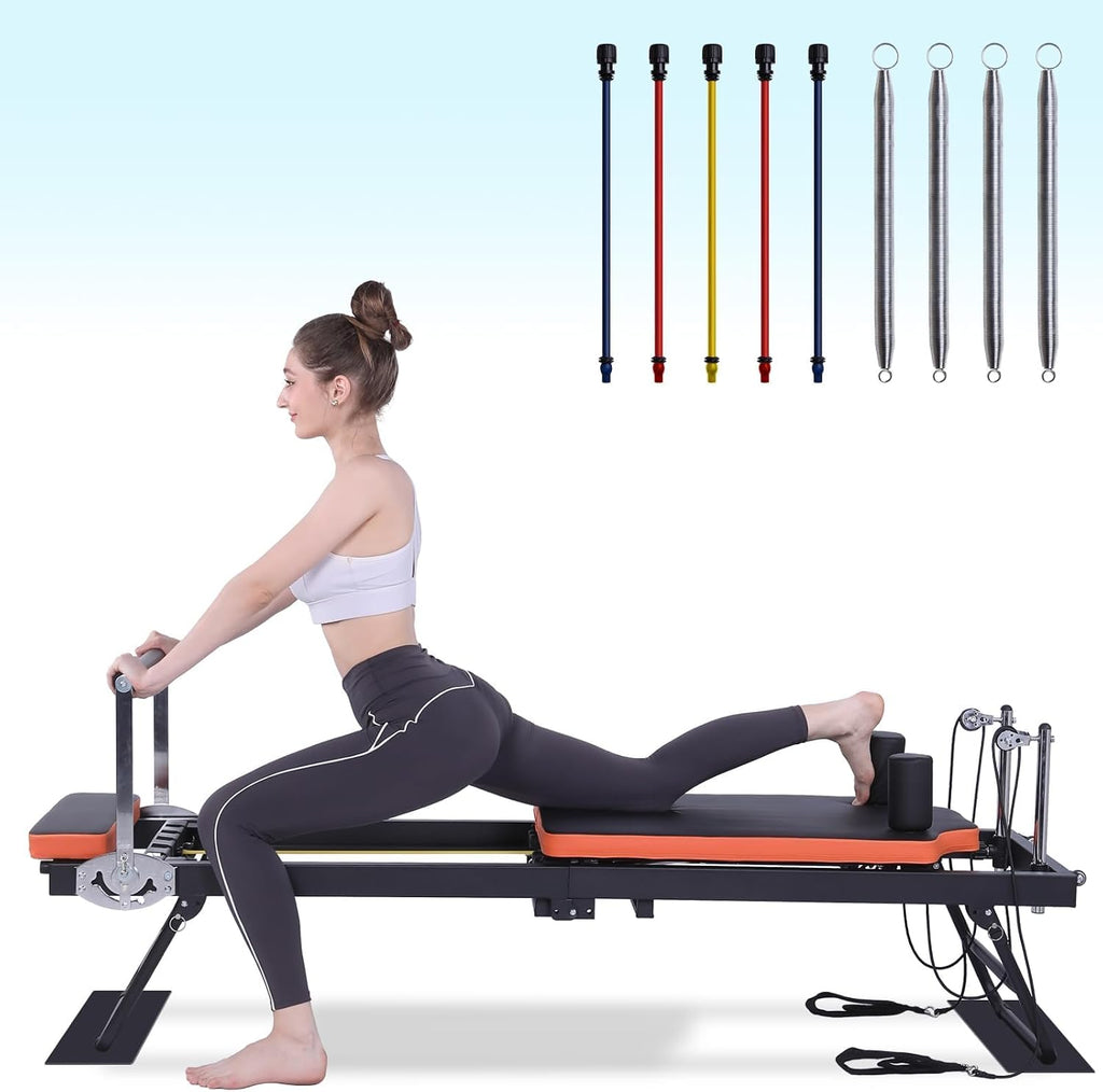 Pilates Reformer,Dpiolrcag Foldable Pilates Machine & Equipment for Home Use and Gym Workout, Suitable for Advanced and Beginners Users, Up to 250 lbs Weight Capacity 1