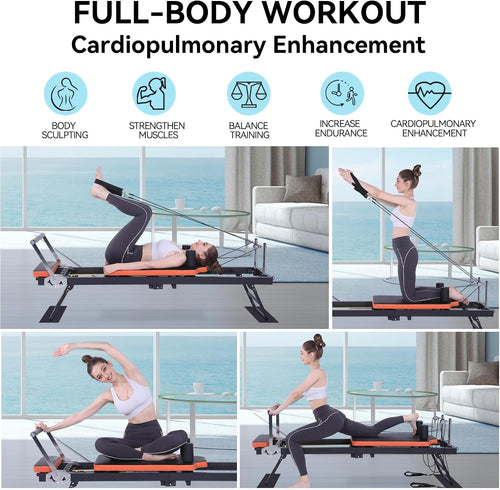 Pilates Reformer,Dpiolrcag Foldable Pilates Machine & Equipment for Home Use and Gym Workout, Suitable for Advanced and Beginners Users, Up to 250 lbs Weight Capacity 1